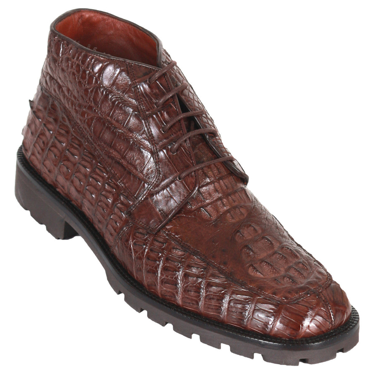 Men's Square Toe Ankle Boots Hornback Caiman Print Black