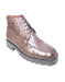 Los Altos Brown Ostrich Quill Lace Up Ankle Boots