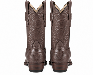 Los Altos Boots Lizard Teju R-Toe Brown Cowboy Boots