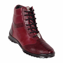 Mens Exotic Sneakers - Alligator Sneakers By Brand  in Color Burgundy