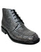 Los Altos Gray Crocodile Lace-Up Ankle Boots