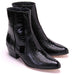 Los Altos Men's Black Ostrich Leg Leather Ankle Boots