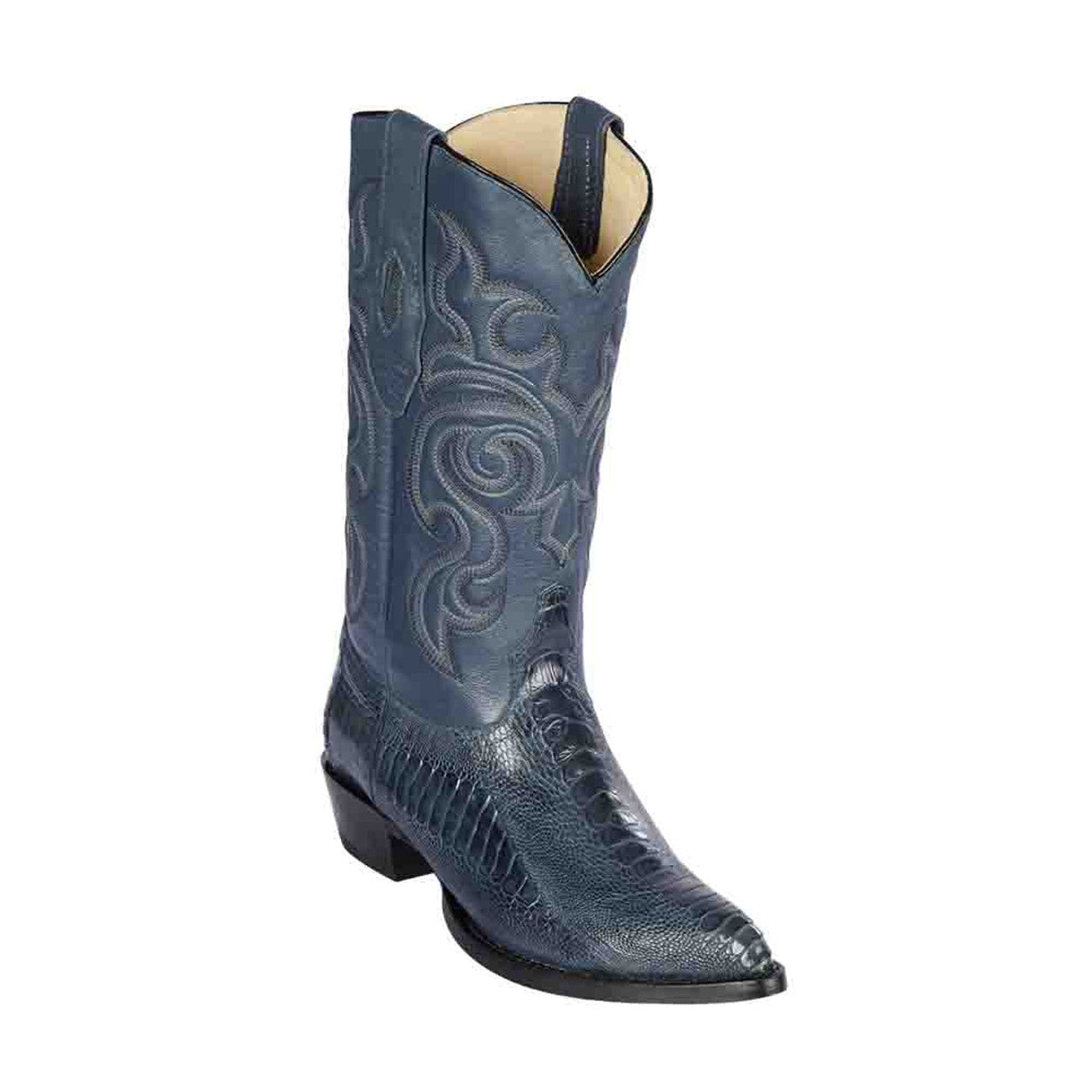 Men's Los Altos Ostrich Leg Skin Wide Square Toe Boots - Blue Jeans main image 1