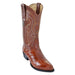 Los Altos Men's Brown Eel Leather Boots – White Stitch Detail