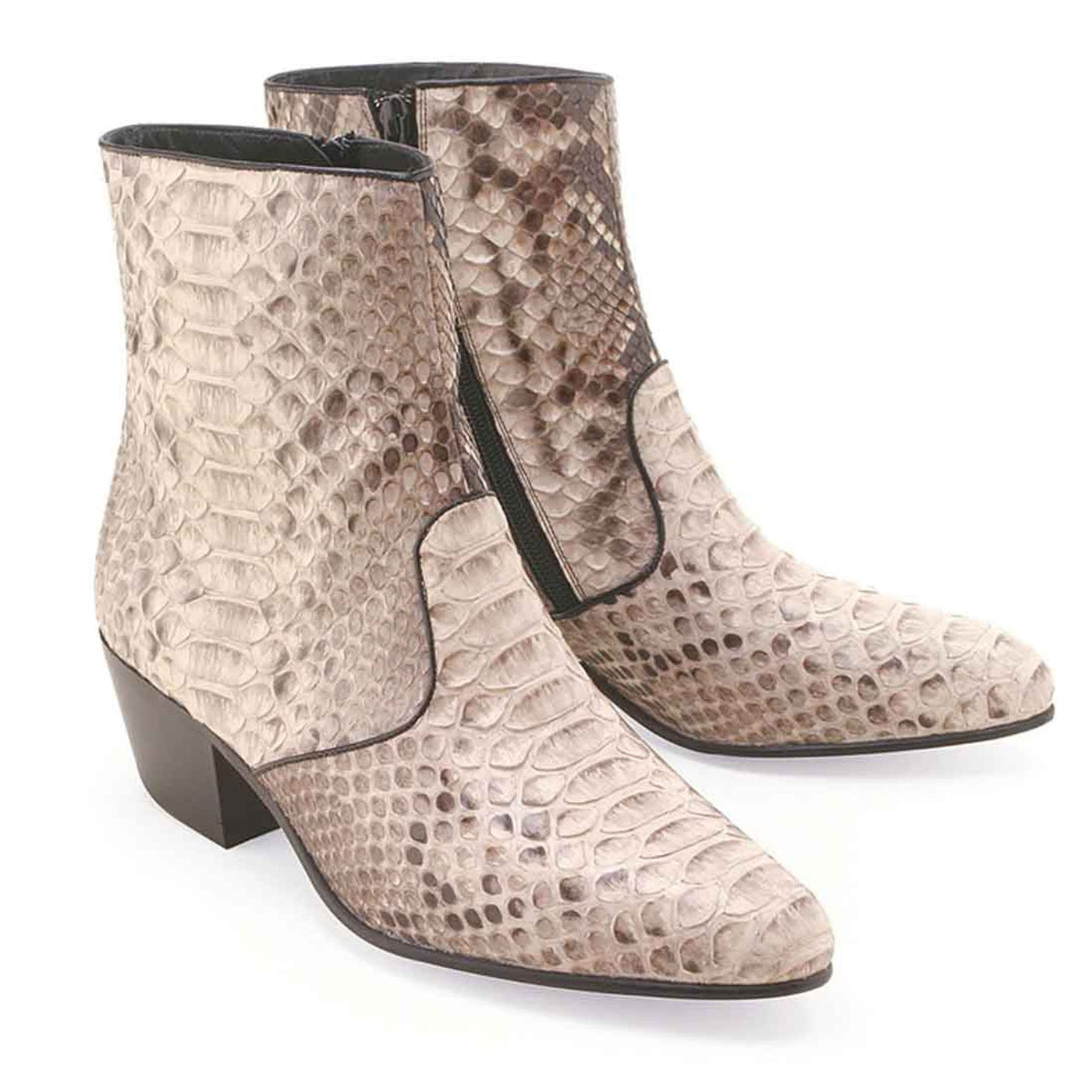 pink python snakeskin short sleeve men's rompers,... Natural Python Snakeskin Ankle Boots for Men – Alligator Warehouse ...