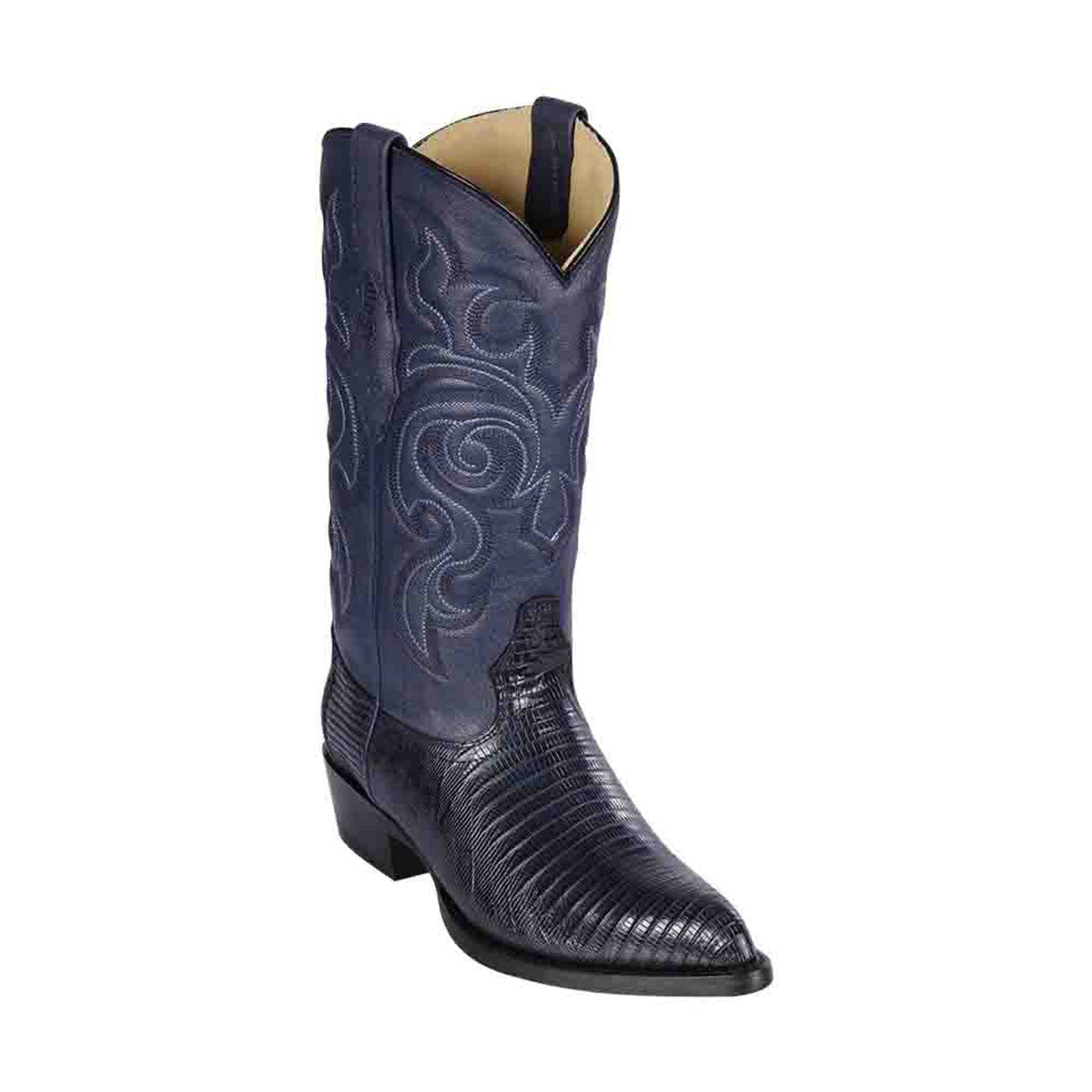 J Toe Cowboy Boots - J Toe Western Boots - Los Altos Navy J-Toe Genuine Teju Lizard main image 0