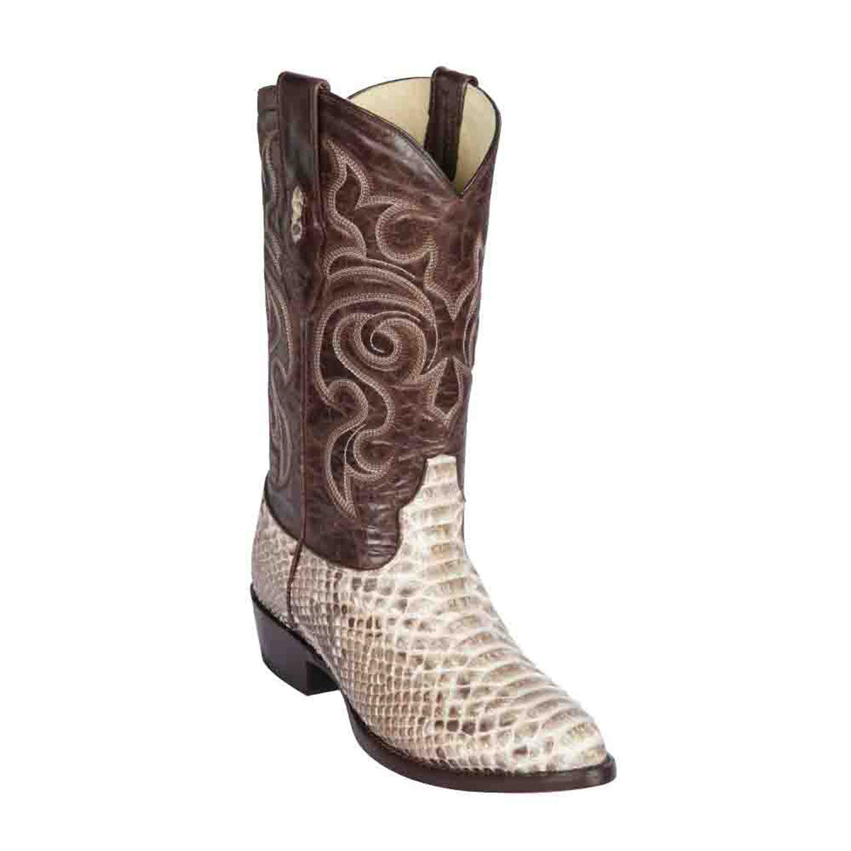 Los Altos Natural Medium Round Toe Genuine Python — MensUSA