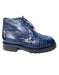 Los Altos Navy Hornback Crocodile Lace Up Ankle Boots