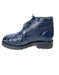 Los Altos Navy Hornback Crocodile Lace Up Ankle Boots