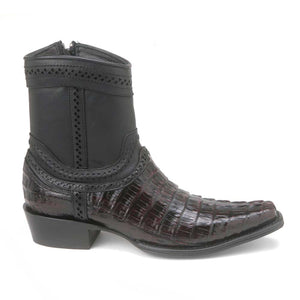 Los Altos Square Toe Men’s Brown Caiman Tail Low Shaft European Boots