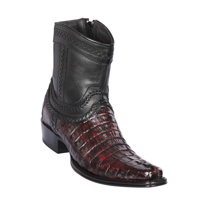 Los Altos Square Toe Men’s Brown Caiman Tail Low Shaft European Boots