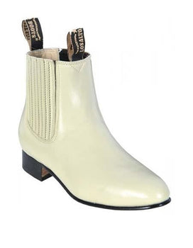 Los Altos Boots Men's Winter white Genuine Deer Chelsea Charro Leather Sole Short Boots ~ botine para hombre