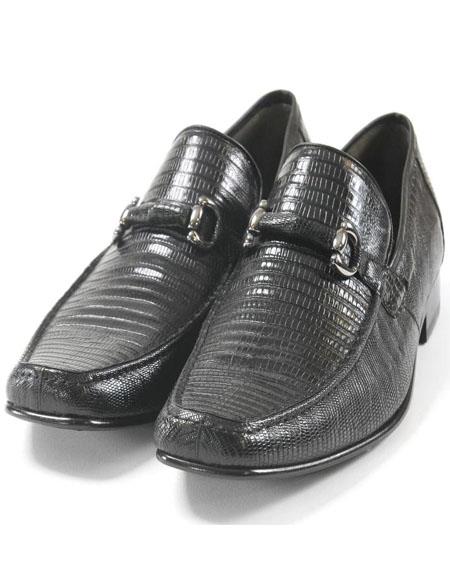 Men's Black Genuine Teju Lizard Skin Slip-On By Los Altos Boots