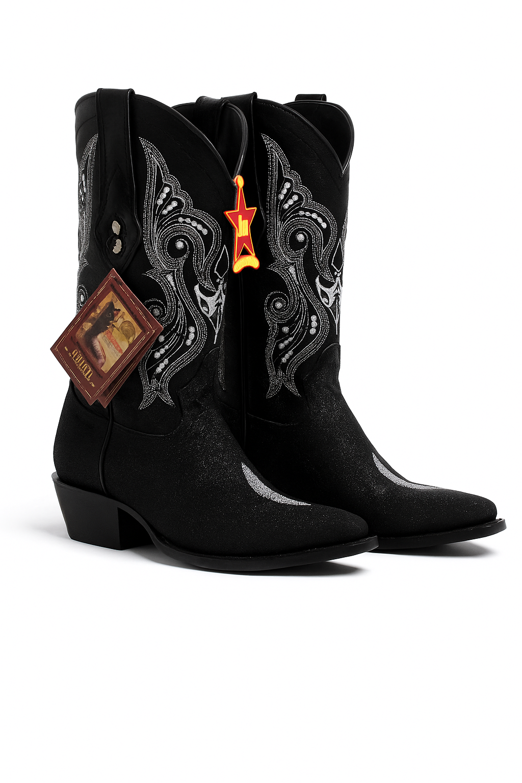 Los Altos Boots Black Genuine Stingray Mantarraya Skin Single Stone Western Cowboy Botas De Mantarraya - Mantarraya Boots (EE) - Image 2