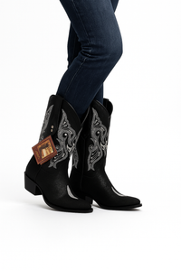 Los Altos Boots Black Genuine Stingray Mantarraya Skin Single Stone Western Cowboy Botas De Mantarraya - Mantarraya Boots (EE)