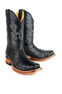 Mens King Exotic Boots Cowboy Style By Los Altos Boots Botas For Sale Caiman (Gator) Belly Skin Rodeo Style Black Dress Cowboy Boot Cheap Priced For Sale Online