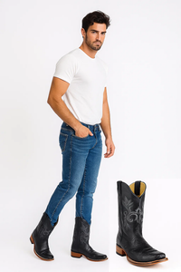 Mens King Exotic Boots Cowboy Style By Los Altos Boots Botas For Sale Caiman (Gator) Belly Skin Rodeo Style Black Dress Cowboy Boot Cheap Priced For Sale Online