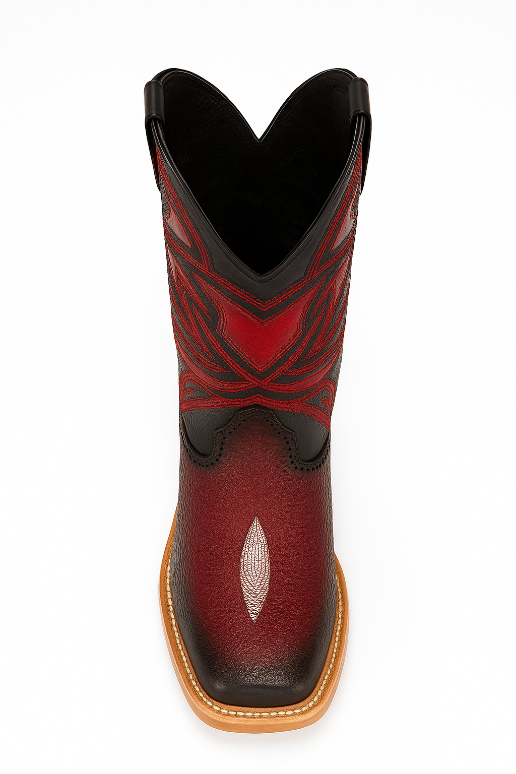 Los Altos Boots Single Stone Stingray And Deer Faded Burgundy - Image 3
