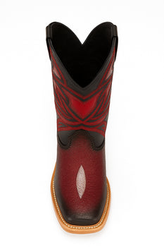 Los Altos Boots Single Stone Stingray And Deer Faded Burgundy - Image 3