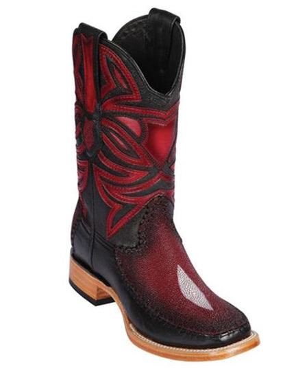 Los Altos Boots Single Stone Stingray And Deer Faded Burgundy - Image 10