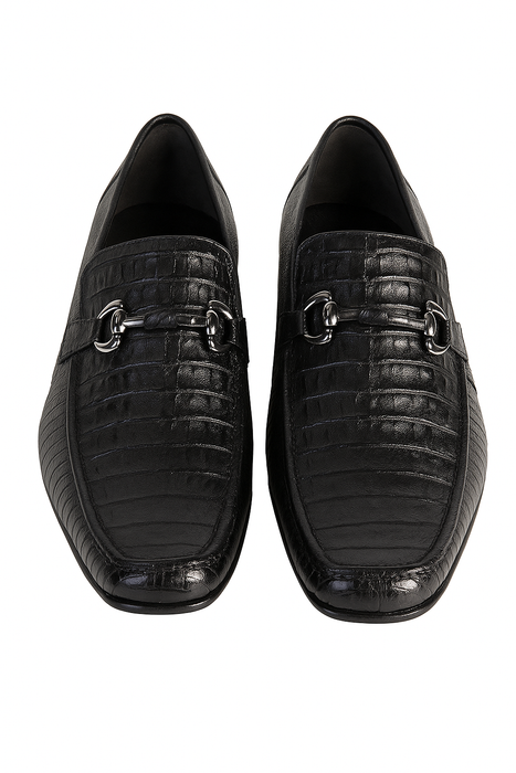 Mens Black Genuine Caiman Belly And Lizard Slip On By Los Altos