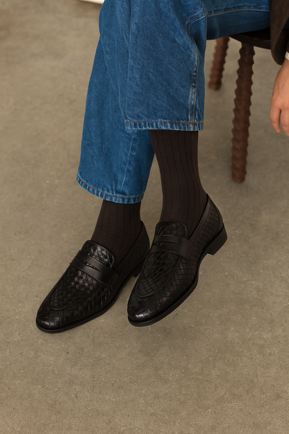 Belvedere Luca Black Genuine Alligator Leather Oxford