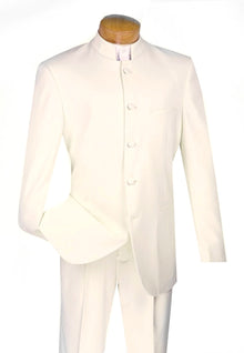 Lucci Banded Collar Fashion Suit - Ivory