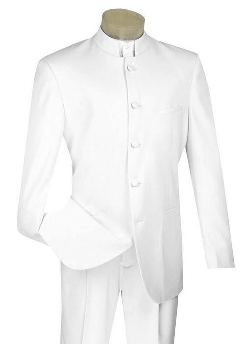 Lucci Banded Collar Fashion Suit - White
