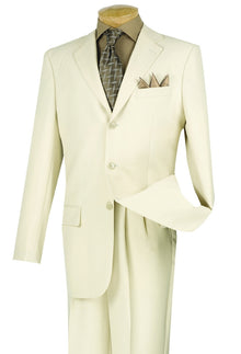 Lucci Ivory 3-Button with Pleated Slacks Classic Suit