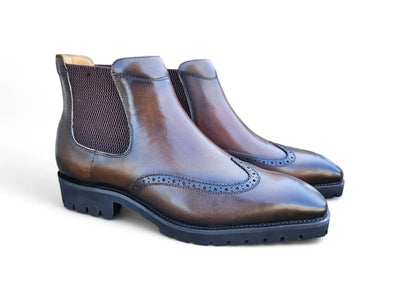 Lug Sole Chelsea Boot with Wingtip Toe