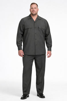 Mens Luxury Charcoal Grey Wool Two-Piece Leisure Walking Suit - Image 6