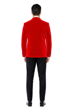 Mens Designer Velvet Tuxedo Jacket in Red