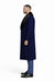 Dark Navy Blue Overcoat ~ Long Men's Dress Topcoat -  Winter coat With Fur Collar in and Fabric