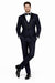 Indigo Shiny Tuxedo Vested Suit - Sateen Sharkskin Fabric Groom Suit