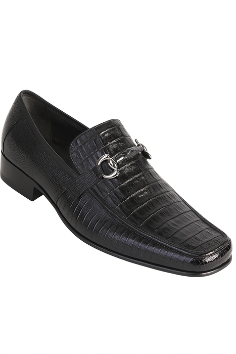 Mens Black Genuine Caiman Belly And Lizard Slip On By Los Altos