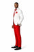 White and Red Tuxedo Wedding Suit - White Dinner Jacket + Vest + Pants + Bow-tie