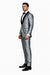 Silver Shiny Tuxedo Vested Suit - Sateen Sharkskin Fabric Groom Suit