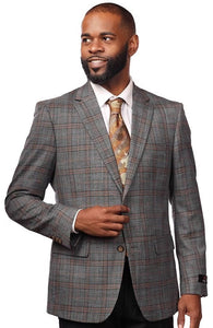 Vitali Grey Plaid Modern Fit Vested Suit M2342