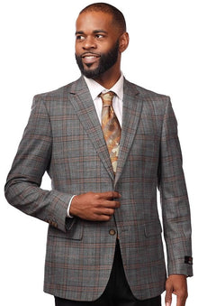 Vitali Grey Plaid Modern Fit Vested Suit M2342