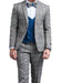 Turquoise Slim Fit Tuxedo 4 Piece Glen Plaid with Bow Tie