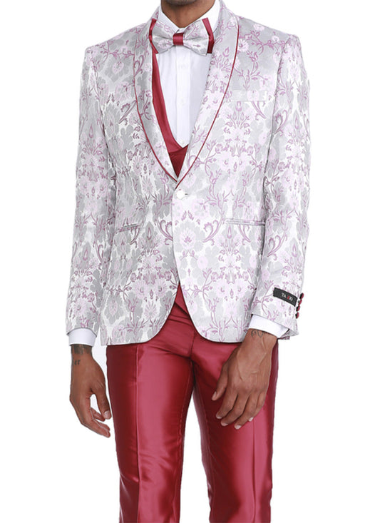 (36R, 50R) Slim Fit 3 Piece Pink Tuxedo