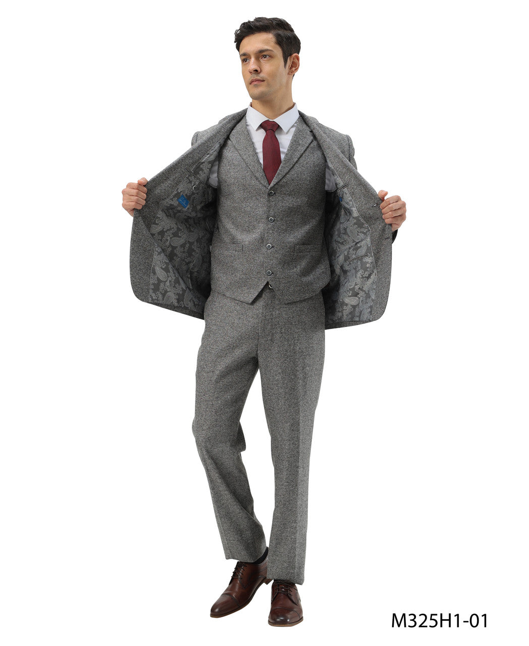 Tweed 3 Piece Suit - Tweed Wedding Suit Big and Tall Tweed Suit Slim Fitted Herringbone Fabric Plus Size Men's Suits For Big Guys
