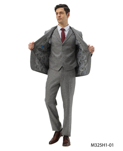Tweed 3 Piece Suit - Tweed Wedding Suit Big and Tall Tweed Suit Slim Fitted Herringbone Fabric Plus Size Men's Suits For Big Guys