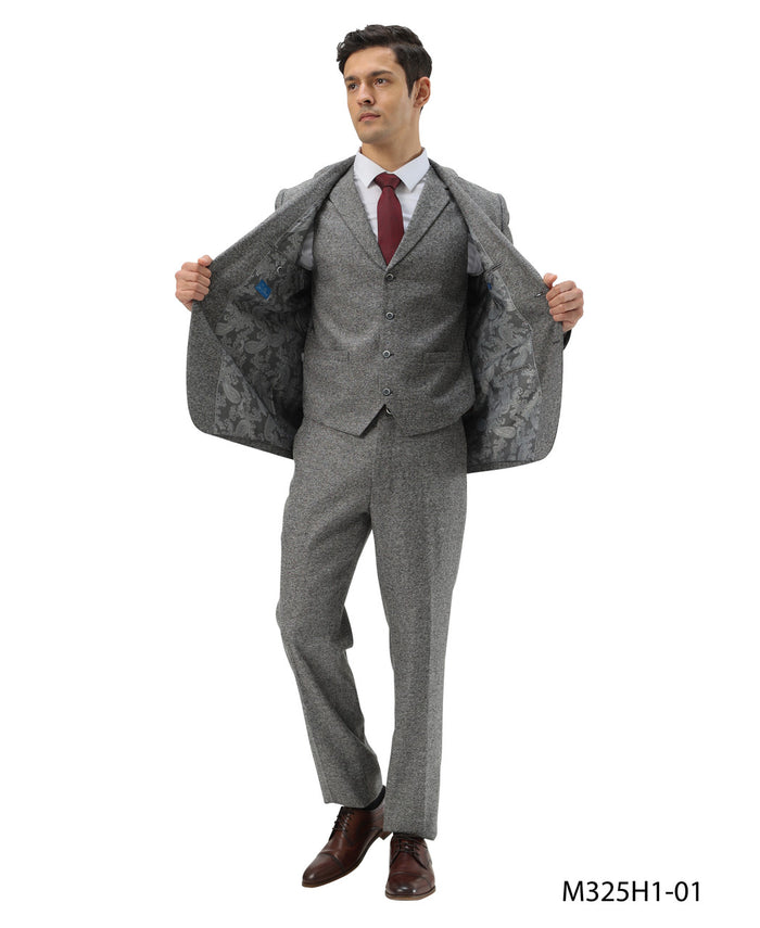 Tweed 3 Piece Suit - Tweed Wedding Suit Big and Tall Tweed Suit Slim Fitted Herringbone Fabric Plus Size Men's Suits For Big Guys