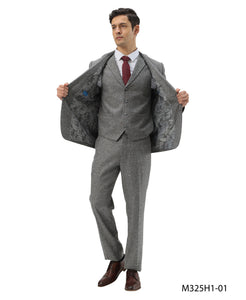 Tweed 3 Piece Suit - Tweed Wedding Suit Big and Tall Tweed Suit Slim Fitted Herringbone Fabric Plus Size Men's Suits For Big Guys