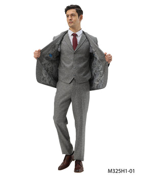 Tweed 3 Piece Suit - Tweed Wedding Suit Big and Tall Tweed Suit Slim Fitted Herringbone Fabric Plus Size Men's Suits For Big Guys