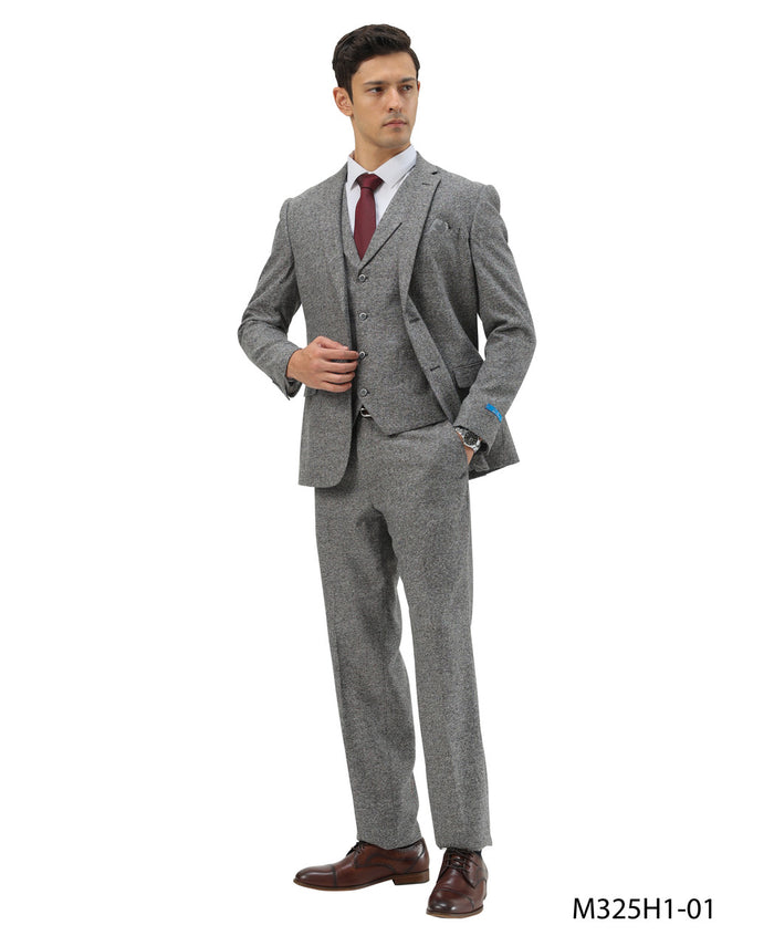 Tweed 3 Piece Suit - Tweed Wedding Suit Big and Tall Tweed Suit Slim Fitted Herringbone Fabric Plus Size Men's Suits For Big Guys