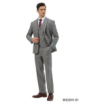 Tweed 3 Piece Suit - Tweed Wedding Suit Big and Tall Tweed Suit Slim Fitted Herringbone Fabric Plus Size Men's Suits For Big Guys