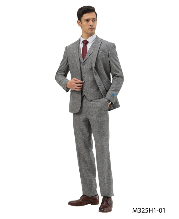 Tweed 3 Piece Suit - Tweed Wedding Suit Big and Tall Tweed Suit Slim Fitted Herringbone Fabric Plus Size Men's Suits For Big Guys