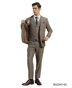 Tweed 3 Piece Suit - Tweed Wedding Suit Big and Tall Tweed Suit Slim Fitted Herringbone Fabric Plus Size Men's Suits For Big Guys